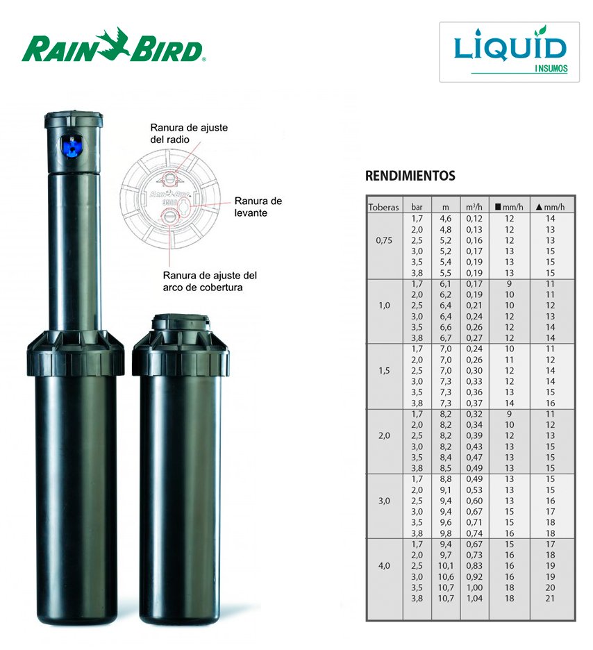 Aspersor Rain Bird Serie 3500 vista lateral